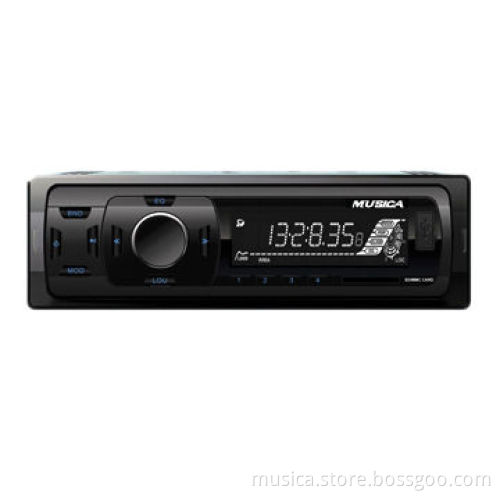 Car radio, deckless, with fixed panel and good design